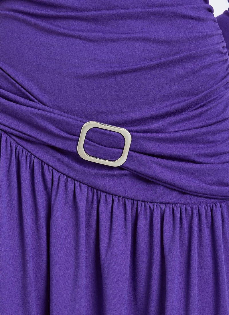 Styli Women Purple Metal Button Maxi Dress - Image 4